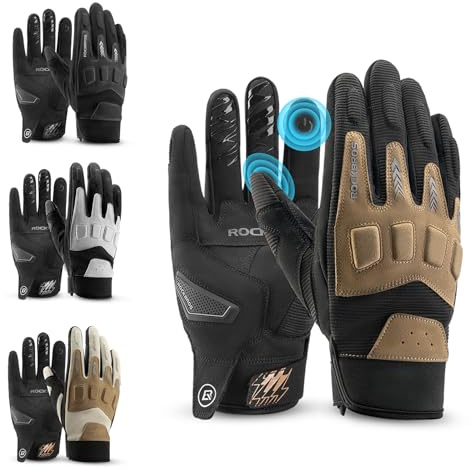 ROCKBROS Fahrradhandschuhe Herren Touchscreen Vollfinger Handschuhe Laufhandschuhe MTB Stoßdämpfend rutschfest Winter Herbst Outdoor Motorrad Radfahren Klettern Laufen