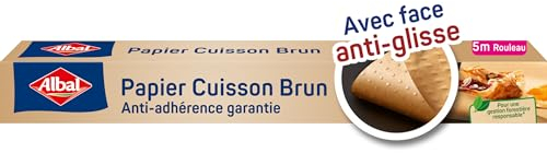 Albal - Carta da forno marrone 5 m - tinta naturale - antiscivolo - antiaderente