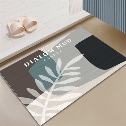 Aoojlo Badezimmerteppich 120x180cm Badematte rutschfest Super Absorbierende Badvorleger Badteppich SaugfäHig Badvorleger Schnelltrocknende Stone Bath Mat, Teppich Beige Badezimmermatte Duschvorleger