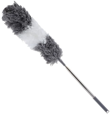 ASelected Extendable Microfiber Duster Duster With 108 Telescoping Extension Pole No Scratch To Ceiling Washable Hand Duster For Cleaning High Ceiling Fans Blinds Cobweb Cars Gray