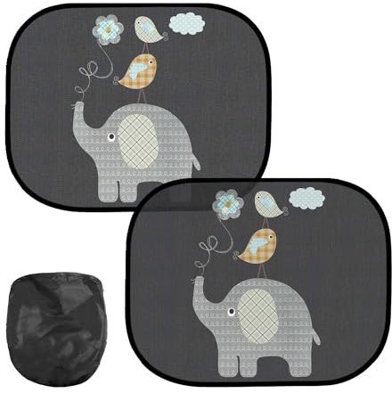2 Parasoles Negros para Ventana de Coche con Diseño de Dibujos Animados, Protección UV, Accesorios Plegables
