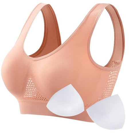 CPIDAH Women Sport Bras Breathable Mesh Seamless Yoga Bra Comfortable Soft Sleep Bras Plus Size Bras for Women Padded/No Pads Push up Underwear Non Wired Bras for Running Fitness Exercise