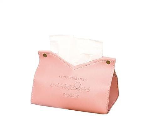 Kosmetiktücher Box Wohnzimmer-Esszimmer-freundliche Taschentuchbox aus PU-Leder, vielseitig einsetzbar, einfarbig, kreative Servietten-Aufbewahrungsbox für Esszimmer Badezimmer Schlafzimmer(Pink)
