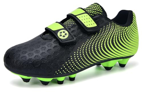 Boys Football Shoes Size 12 Kids Football Shoes Children Astro Turf Soccer Training Shoes Unisex Girls Toddler Sneakers Non-Slip Black-Green