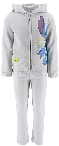 Disney Stitch Survêtement pour Fille, Ensemble 2 Pièces pour Fille, Sweat à Capuche et Pantalon, Combinaison de Sport, Cadeau pour Fille, Taille 6 Ans | Gris