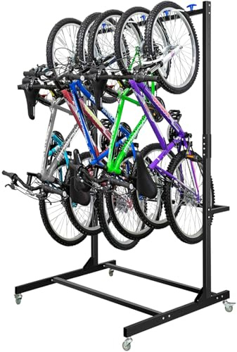 HONYTA Freestanding Bike Storage Rack, Hold Up to 5 Bikes Sturdy Steel Bicycle Rack, Bike Storage Racks for Garage Organizer, Indoor and Outdoor Bike Storage Rack