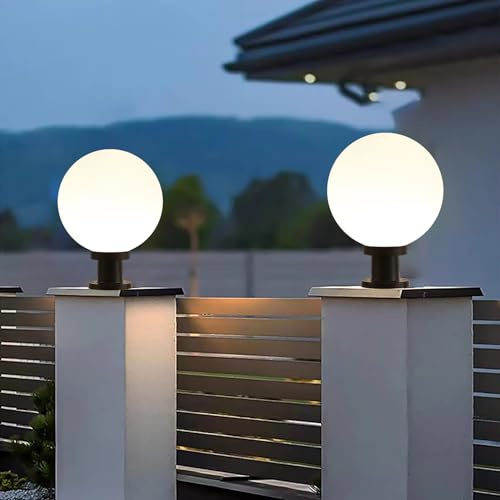 XINYASEE Luce della Testa del Pilastro, Globo Impermeabile per Esterno, Cancello della Villa, Patio, Palo della Recinzione del Giardino E27 (∅25CM)