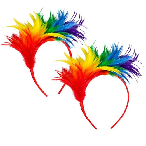 Scinzene 2 Stück Accessoires Gay Lesbian Haarreif, Pride, Federschmuck Haare, Haarschmuck Federn, Regenbogen, Haarschmuck Federn, Ideal Für Gay Pride Feiern Kostümparaden Für Schwule Und Lesben ﻿