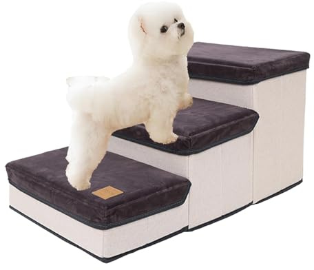 Escaleras Plegables de 3 peldaños para Perros y Animales pequeños y medianos - Escaleras Plegables para Perros: Escalera de Almacenamiento para Mascotas para sofás y Camas Altas, Puede
