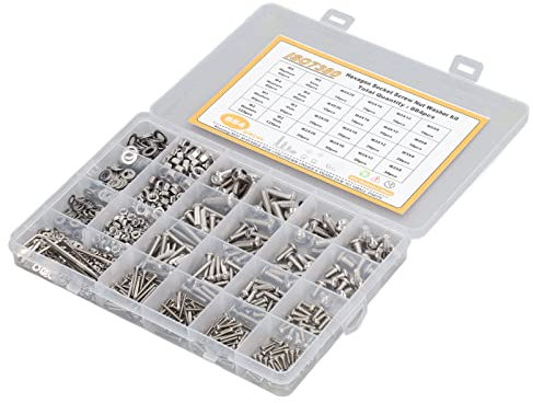 Kit de Rondelles D'écrous à Vis 884 Pièces, Acier Inoxydable M2 M3 M4 M5, Vis à Tête Demi-ronde à Six Pans Creux, écrous, Rondelles, Jeu de Clés avec 4 Clés