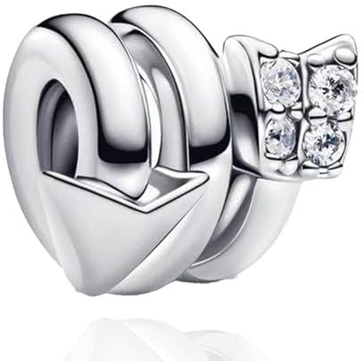 Amuefer Love Charms för armband sterlingsilver delbart hjärta bästa vänner roséguld bröllop klockor infinity clover Horseshoe Couple Dangle hänge för alla hjärtans dag halsband för kvinnor, Silver