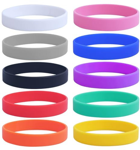 KEQAR 10 Stück Silikonarmband für Herren und Kinder, Gummiarmbänder für Fitness, Laufen, Sport, Party und Geschenke