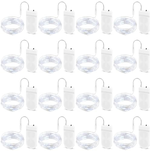 BROTOU LED String Lights, 3M 30 LED Battery Operated Copper Wire Fairy Lights for DIY Parties of Birthday, Wedding, Halloween, Christmas, in/Outdoor Decoration (Cold White, 16 Pack)