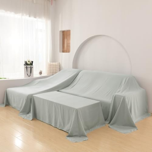Whakano Staubschutztuch für Möbel,Universal-Möbelschutztuch,Möbel Staubtuch Abdeckung,Sofabezug Waschbar Sofa-Schonbezüge,Anti-Staub-Abdeckung für Bett,Tisch,Möbel,Betttisch,Grau,2,4x2m