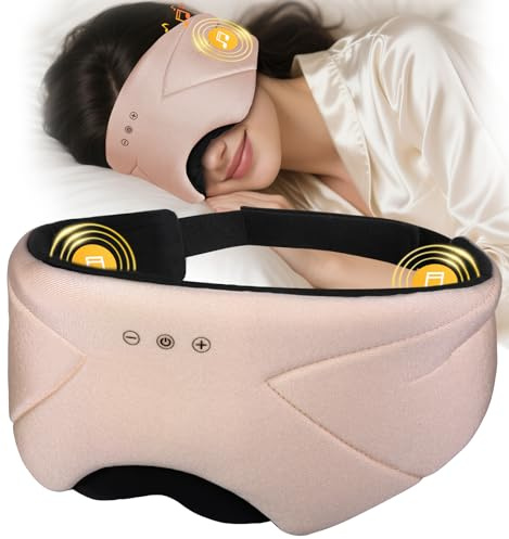 LC-dolida Bluetooth Sleep Mask with Headphones for Women & Men, Total Blackout Sleep Eye Mask with Zipper Soft Sleeping Headphones Eye Mask for Sleeping,All Night Comfort for Travel, Bed