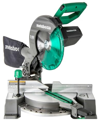 Metabo HPT 10-Inch Single Bevel Compound Miter Saw, 15-Amp Power Saw with Xact Cut Shadow Line, Precision Miter Angles, Single Bevel 0-45°, 40T TCT Miter Saw Blade, Lightweight Design, C10FCG2