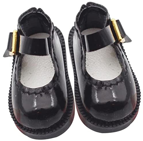 HOMOBABE 1 Paar Miniatur Puppenschuhe Handgemachte Stoffschuhe für Baumwollpuppen Schwarz DIY Puppen Zubehör für Miniaturhäuser und Kreative Spielideen