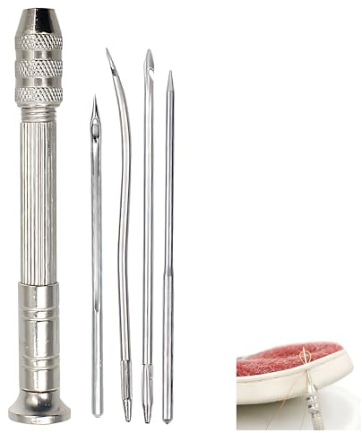 DIY Sewing Accessories Set, Bradawl Tool and Awl Tool Sewing for Leather, Canvas, Fabric, Paper Crafts, Leather Stitching Awl with Needles for Hand Repair and Crafting