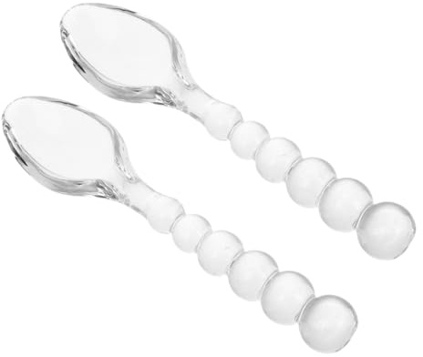 Zerodeko Cucharas de Vidrio Decorativas para Postre y Miel, 2 Piezas, Transparentes, Mango Creativo, Multiusos, para Té y Café, Ideales para Uso Doméstico y Fiestas