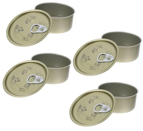 Sosoport 4 piezas Latas de Almacenamiento con Tapa Hermética para Alimentos de Redondas de Metal para Conservación de Dulces Bocadillos y Carnes Multiusos y Resistente para Regalos y
