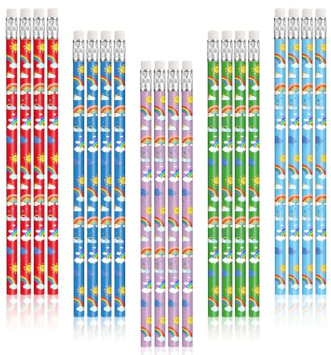 Ezydka 20 Stück Regenbogen Bleistift Mädchen Geschenk Regenbogen Bleistifte | Regenbogen Bleistift mit Radiergummi für Schule, Kindergeburtstag Party Mitgebsel, Geburtstag
