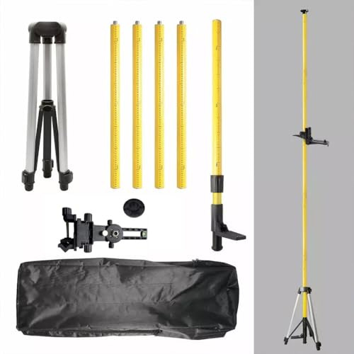 Ccarzzi Laser Level Pole 3.6M Adjustable Telescoping Pole with Tripod, 5/8 Threaded Adapter, Floor to Ceiling Laser Rod, for Rotary and Line Lasers Level
