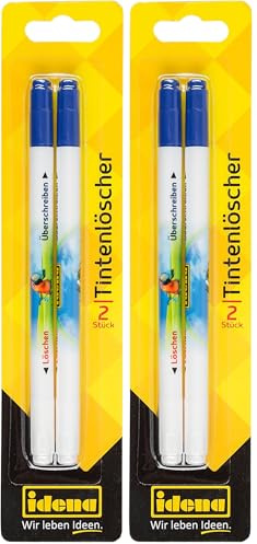 Idena 509047- Effaceur d'encre, 1 pointe de correction et 1 pointe d'écriture, 2 pièces (Lot de 2)