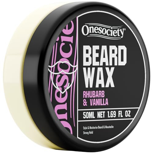 One Society Beard & Moustache Wax, Strong All-Day Hold, Matte Finish, Natural Conditioning, Carnauba & Beeswax Blend, Rhubarb & Vanilla Scent