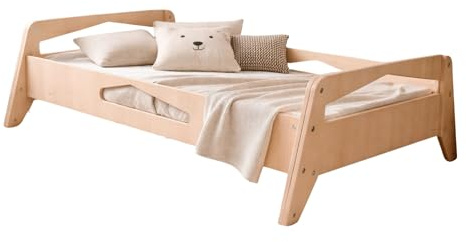 Diamond Lamine Holz Babywiege aus Buchenholz, Stabiles Babybett aus Holz für Neugeborene, Beistellbett Alternative mit fester Konstruktion, Inklusive Matratze, ca. 128 × 80 × 39 cm