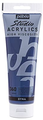 Pébéo - Acrylic Fine Studio Acrylics - Acrylfarbe für Künstler - Farbe für Profis und Anfänger - Leuchtende und pigmentierte Farbe - Blau Schwarz Iridescent - 250 ml