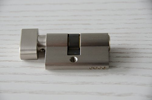 AMOD Profilzylinder 22/27 für Glastür WC Badzimmer Drehtür 8mm Silber mit Drehknauf inkl. 3 Schlüssel