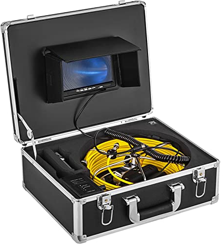 VEVOR Kanalinspektionskamera 20M, Rohrkamera Inspektion IP68, Abflussrohr Wasserdichtes industrielles Endoskop-Endoskop Inspektionssystem Snake-Kamera 9 LCD-Monitor 12 LED Nachtsicht mit Führungsrad