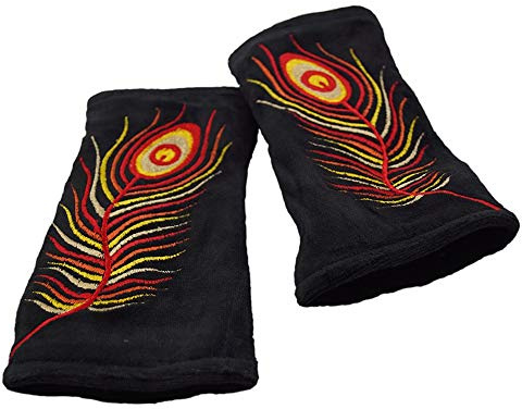 musimon Handstulpen Pulswärmer Stulpen Samt 100% Baumwolle bestickt (schwarz)