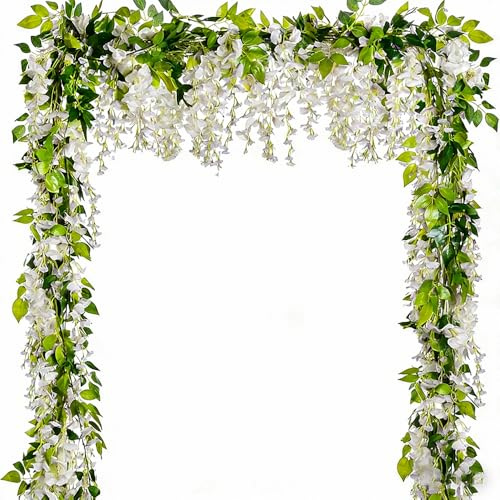 5 Pcs Wisteria Garland Artificial Flower Arch Floral Garland Decor Fake Hanging Flowers for Wedding Arch