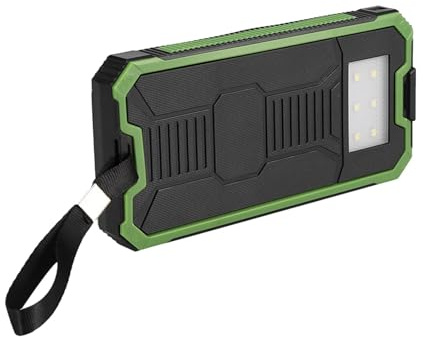 Power Bank Solaire, 20000mAh Portable 2 Sorties Ports USB Rapide Solaire, Power Bank sans Fil Rapide Chargeur de Téléphone Portable avec Lampe de Poche pour Camping,