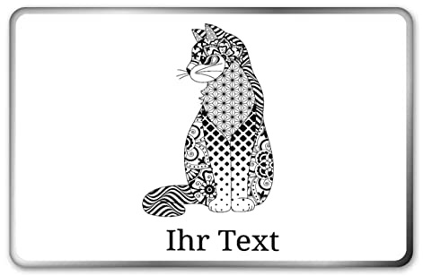 Metalldose Katze personalisiert, eckig mit Deckel, Zentangle | Keksdose mit Katzen-Motiv und Wunschtext – Geschenkdose für Katzenliebhaber, auch für Leckerlis