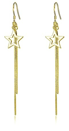 Loutade 925 Sterling Silber Ohrringe Hängend - Haken Stern Ohrhänger Lang, Leicht Hypoallergen für Damen und Mädchen zum Geburtstag