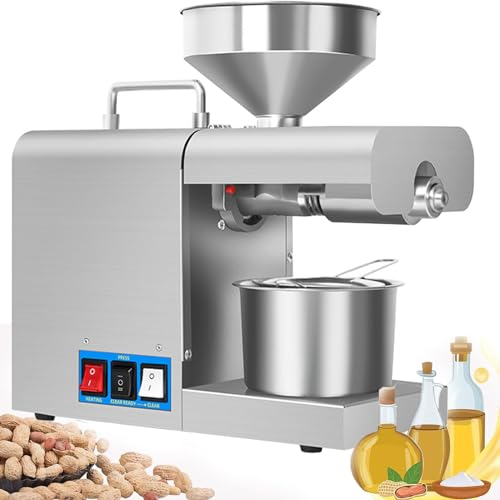 Automatische Ölpresse, Ölextraktionsmaschine, elektrische Ölpresse, Edelstahl 304, Presse 820 W, für Leinsamen, Erdnüsse, Hanfsamen, Sesam, Sonnenblumen