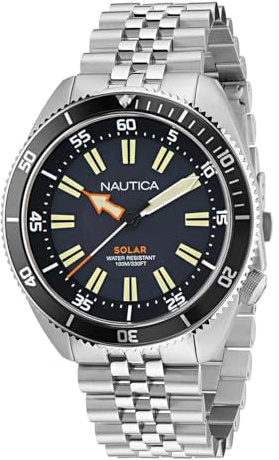 Nautica Orologio da polso da uomo in acciaio inossidabile (modello: NAPNVS405), Argento, Bracciale