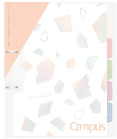 Kokuyo Campus Le-PP158-L4P Notizbuch, nachfüllbar, A4, schmal, 2-Ringbuch, Notizbuch mit 5 Fächern, 100 Blatt Kapazität, geeignet für 30 Löcher lose Blätter, Mineralfarbe Aprikosenrosa