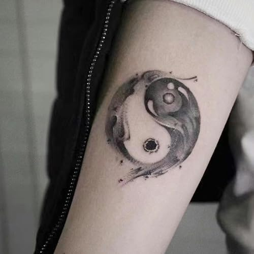 2 Pieces Of Tai Chi Yin And Yang Fish Temporary Tattoo Fake Tattoo Stickers For Men Waterproof And Long-Lasting Herbal Juice Semi-Permanent Forearm Lasting For Two Weeks