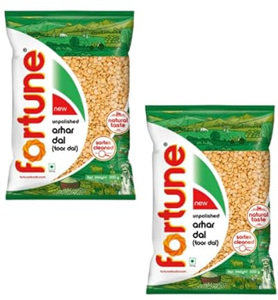 Fortune Linsen (2 x 500g) - Hochwertiges Linsen-Bundle (Toor dal plain)