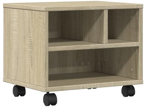 vidaXL Druckerständer mit Rollen, Druckertisch mit Stauraum, Druckerwagen für Büro Arbeitszimmer, Druckerhalter, Sonoma-Eiche Holzwerkstoff