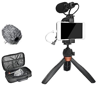 CLLBANT Soundkarten-Kit CVM-VM10-K2 PRO Smartphone-Video-Rig mit Stativ, externem Shotgun-Mikrofon, Vlogging-Kit-Studio-Setup zum Aufnehmen von Musik
