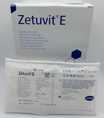 Zetuvit E sterile saugfähige Wundauflagen, 20 cm x 40 cm, 5 Stück, hohe Saugfähigkeit, sterile Wundversorgung