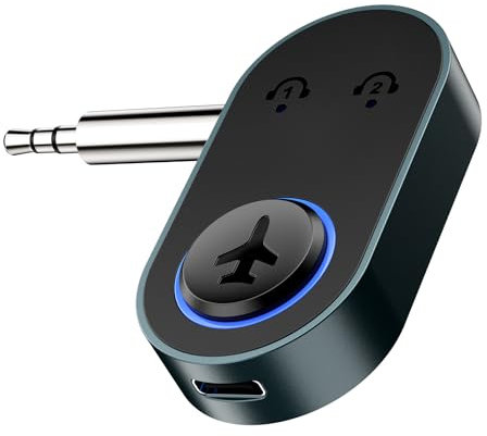 ORIA Bluetooth Adapter Aux, Bluetooth 5.3 Transmitter mit Doppelte Verbindung, Typ-C Ladung, Wireless Aux Audio Adapter für Flugzeuge, Desktop, Computer, Fernsehgeräte