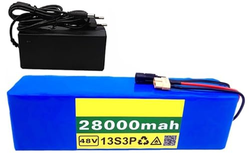 GNIUBBDB Batería de Litio para Bicicleta eléctrica, 48 V, 28 Ah, 13S3P, Paquete de batería de Iones de Litio con Cargador y BMS de 30 A para Kit de Motor de Menos de 1000 W XT60+T Plug