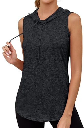 Gyabnw Sport Tank Top Damen Ärmellos für Yoga und Fitness | Leichte Ausführung, ärmelloser Schnitt, je nach Variante mit offenem Rücken oder Kapuze, für Training und Laufen
