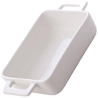 Garneck 1pezzi Teglia in Ceramica Resistente Pratico Strumento di Cottura per Uso Domestico Teglia da Cucina per Frutta Frutta Secca e Insalate Design Doppia Aletta per Facile Estrarre