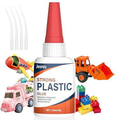 Jevvu Plastic Glue - Quick-Dry Waterproof Adhesive for Legos, Miniatures, 3D Printing, Toy Car, ABS, PVC, DIY Kits - 35g Heavy Duty